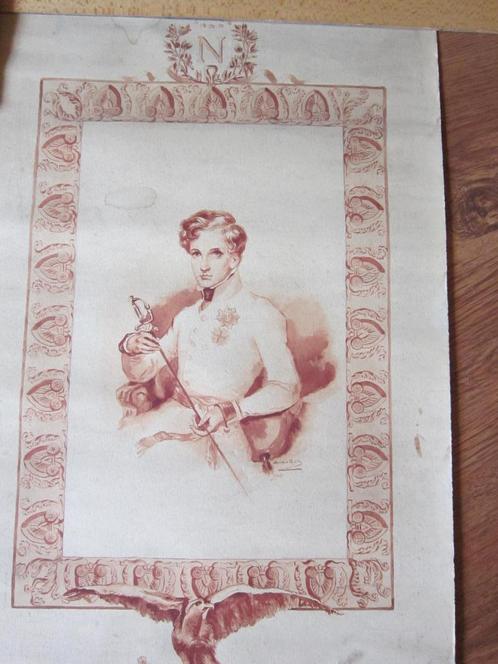 Originele Pentekening in sepia inkt,Napoleon 1900, Antiek en Kunst, Kunst | Etsen en Gravures, Ophalen of Verzenden