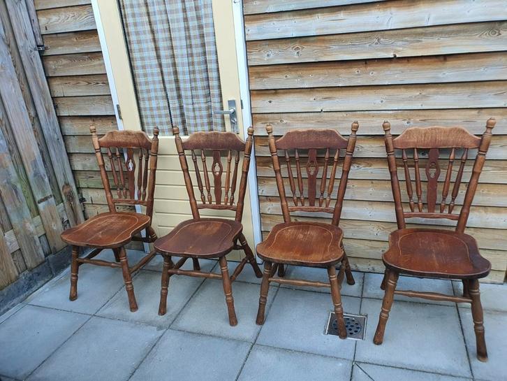 4x antieke eikenhout stoelen, Antiek en Kunst, Antiek | Meubels | Stoelen en Sofa's, Ophalen