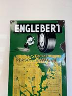 ENGLEBERT emaille reclamebord 1956, Ophalen of Verzenden, Gebruikt, Reclamebord