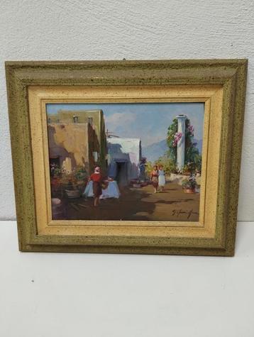 Schilderij “Mercato” olieverf op doek van Antonio Lannicelli beschikbaar voor biedingen