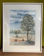 Aquarel met tekst, Antiek en Kunst, Ophalen