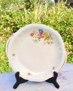 plat rond avec poignée porcelaine motif bouquet, Enlèvement ou Envoi