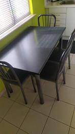 Keukentafel met 4 stoelen, Huis en Inrichting, Keuken | Complete keukens, Ophalen, Gebruikt, Grijs