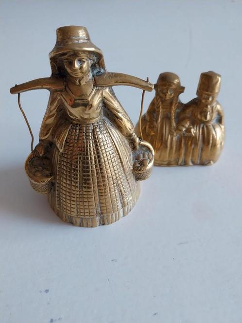 2 messing tafelbellen, boerin en boerenkoppeltje, Antiek en Kunst, Antiek | Brons en Koper, Ophalen of Verzenden