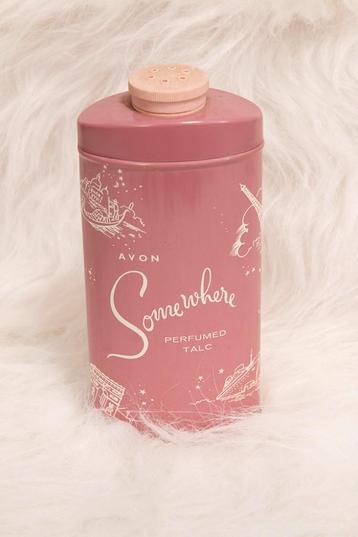 vintage perfumed talc Avon "Somewhere", Enlèvement ou Envoi, Utilisé