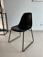 8 lederen stoelen met stalen frame, Huis en Inrichting, Ophalen, Gebruikt, Zwart, Leer