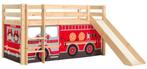 Halfhoogslaper met glijbaan Astrid met bedtent Fire Truck -, Ophalen, 85 tot 100 cm, Gebruikt, Matras