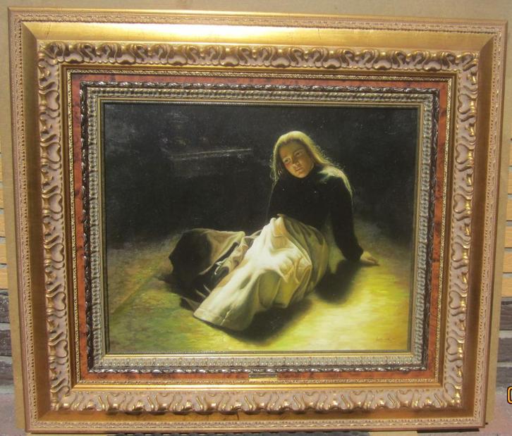 "In gedachten verzonken" - Lucas Mir (1955), Antiek en Kunst, Kunst | Schilderijen | Klassiek, Ophalen