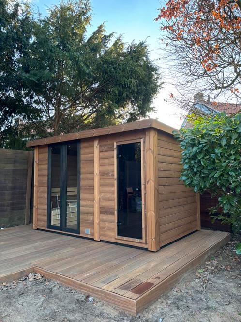 Thermowood buitensauna met voorruimte / omkleedruimte. Sauna, Sport en Fitness, Sauna, Ophalen of Verzenden