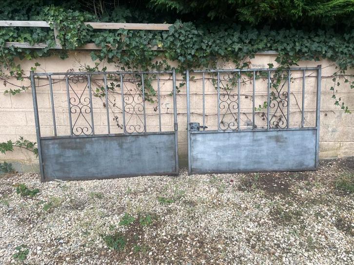 Portes de portail en acier – style classique à relooker !, Tuin en Terras, Tuinpoorten, Gebruikt, Draaipoort, Staal, 100 tot 150 cm