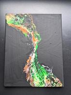 Abstract modern acryl canvas 24*30 - oranje/groen/zwart, Antiek en Kunst, Kunst | Schilderijen | Modern, Ophalen of Verzenden