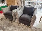 Twee zetels in goede staat met bijhorende kussens, Huis en Inrichting, Ophalen, Gebruikt, Eenpersoons, 75 tot 100 cm