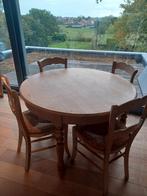 Ronde houten tafel met 4 stoelen, Huis en Inrichting, Ophalen, Gebruikt, Rustiek, Rond