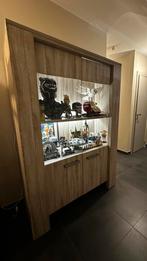 Buffetkast met vitrine en LED-verlichting, Huis en Inrichting, Kasten | Vitrinekasten, Ophalen, 100 tot 150 cm, Eikenhout, Nieuw