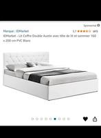 Lit coffre avec matelas, Maison & Meubles, Enlèvement, Comme neuf, Blanc