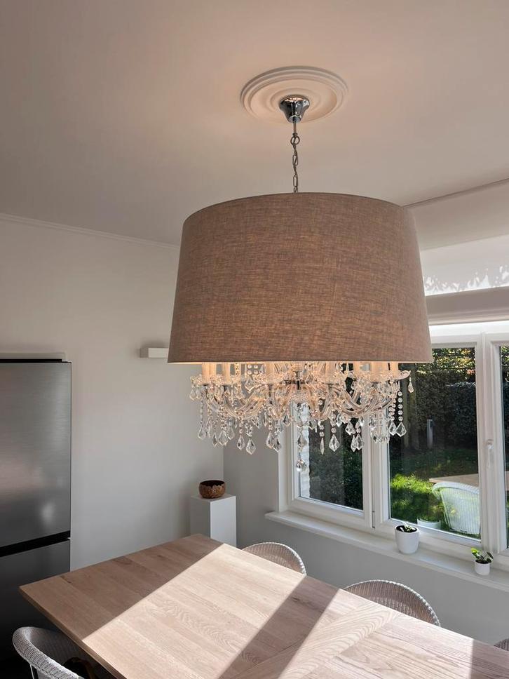 Kristallen kroonluchter met kap nieuwstaat!, Huis en Inrichting, Lampen | Kroonluchters, Zo goed als nieuw, Ophalen