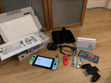 Nintendo switch animal crossing edition, Enlèvement ou Envoi, Comme neuf, Avec 3 manettes ou plus, Switch Original