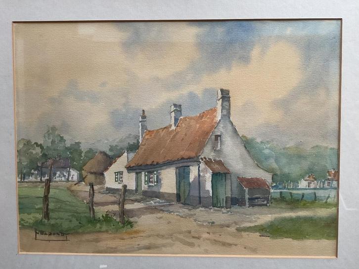 PRACHTIG aquarel van Brugse schilder Nand Depondt, zeer mooi, Antiek en Kunst, Kunst | Schilderijen | Klassiek, Ophalen of Verzenden