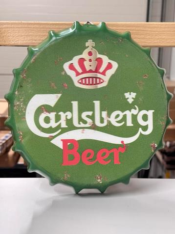 Carlsberg Beer bierdop bier dop wandbord reclame bord metaal