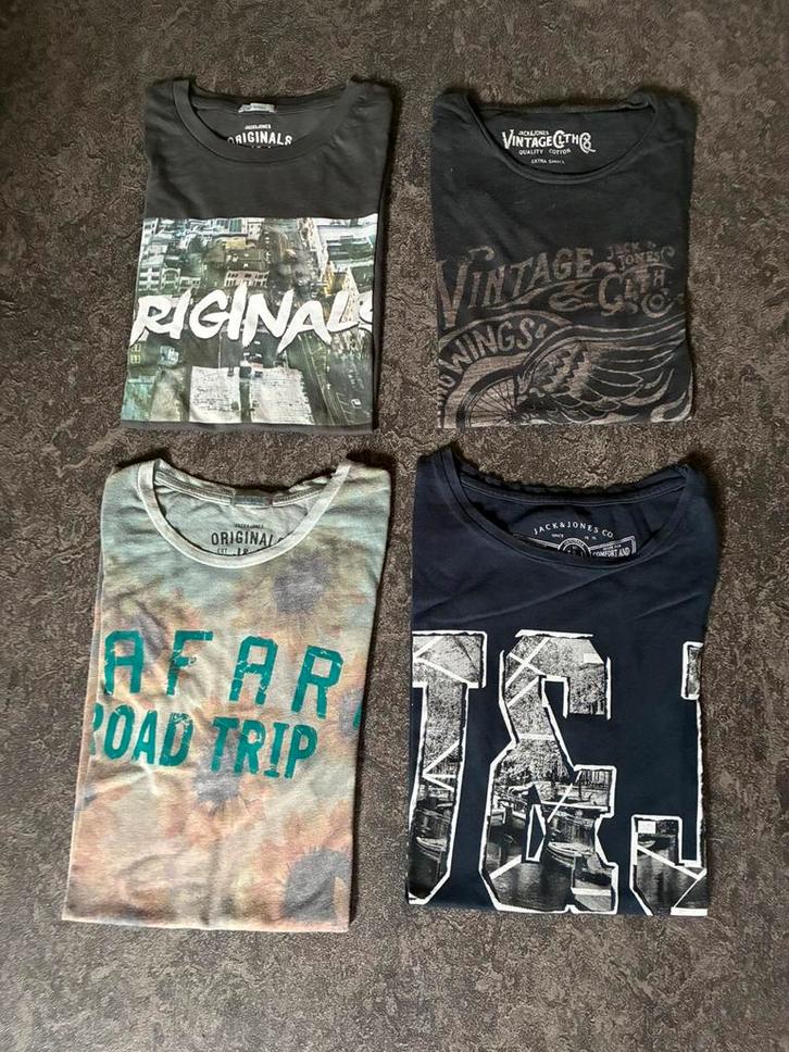 Set van 2 Jack & Jones T-shirts, Kleding | Heren, T-shirts, Gedragen, Maat 46 (S) of kleiner, Blauw, Ophalen of Verzenden