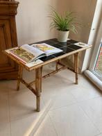 Vintage salontafel van bamboe - tegels in Audoux, Huis en Inrichting, Tafels | Salontafels, Ophalen, Zo goed als nieuw