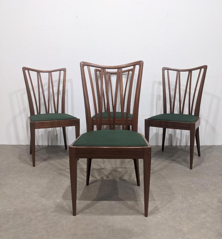Vier vintage Nederlandse stoelen uit de jaren 60, Huis en Inrichting, Stoelen, Vier, Stof, Ophalen