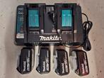4x Makita 6Ah / 18V LXT accu's + duolader, Ophalen of Verzenden, Zo goed als nieuw