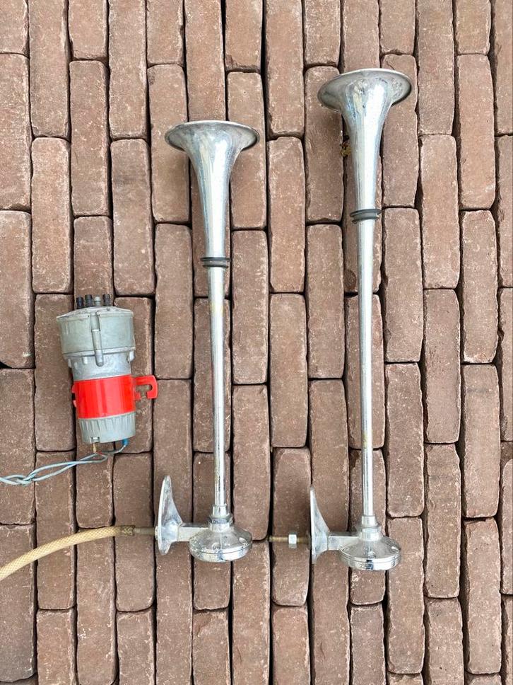Vintage Stebel dubbele truck luchthoorns – chroom (45/50 cm), Auto diversen, Tuning en Styling, Ophalen of Verzenden
