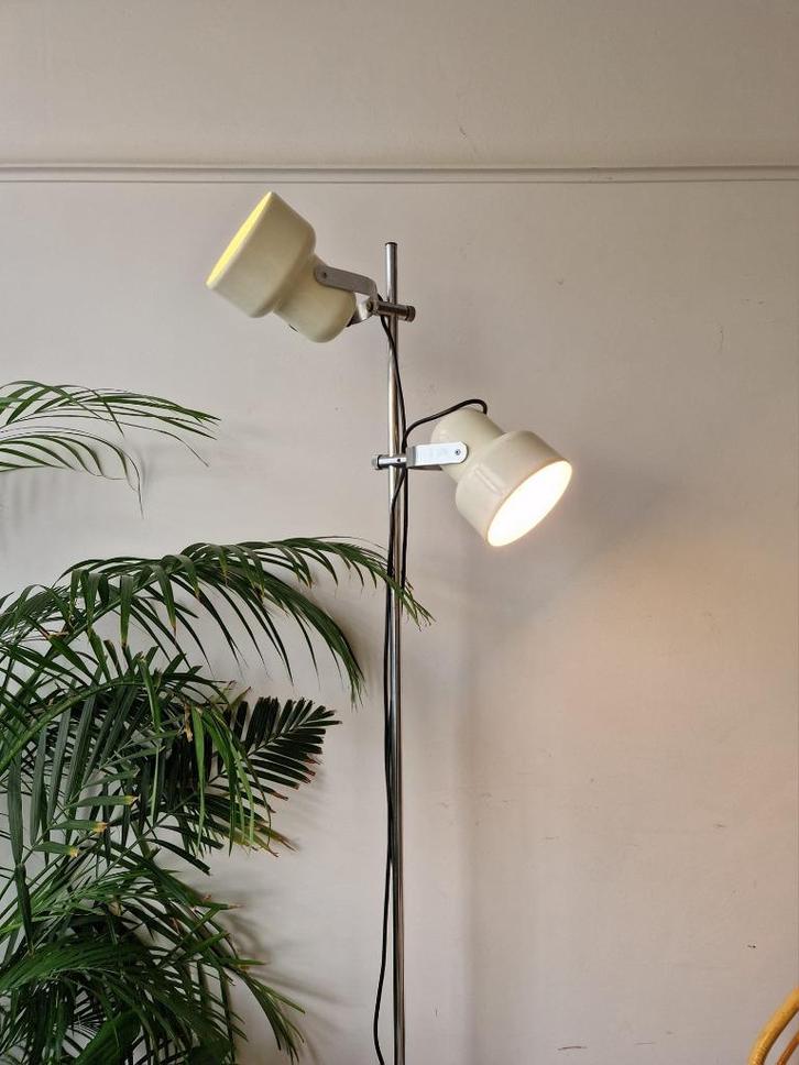 Vintage seventies spotlamp | staande lamp | vloerlamp, Huis en Inrichting, Lampen | Vloerlampen, Gebruikt, 150 tot 200 cm, Metaal