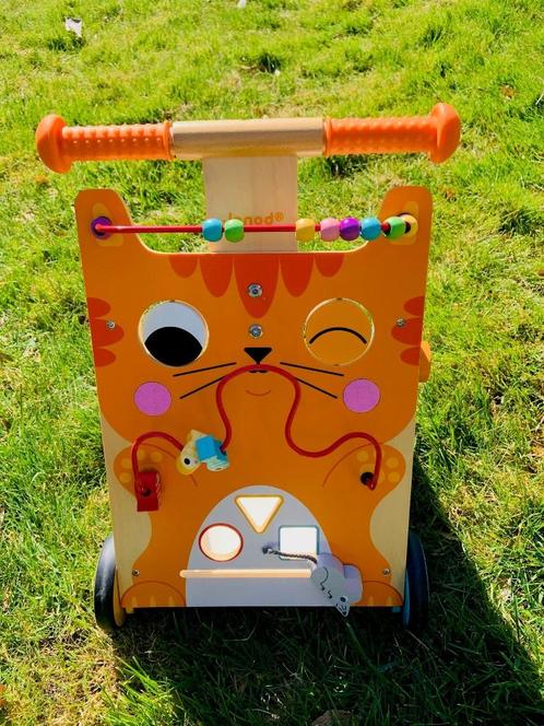 Chariot/Trotteur Multi-activités Chat de Janod, Kinderen en Baby's, Speelgoed | Houten speelgoed, Zo goed als nieuw, Duw- of Trekspeelgoed
