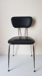 Vintage stoel in verchroomd metaal en zwart kunstleer - 1960, Verzamelen, Ophalen of Verzenden