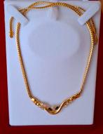 Prachtige 18k gouden ketting met 750 diamanten en saffier, Handtassen en Accessoires, Ophalen, Zo goed als nieuw, Goud, Goud