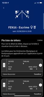 Jeux olympiques final escrime, Tickets & Billets