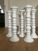 Houten kandelaars set van 9 stuks, 25 tot 50 cm, Wit, Ophalen of Verzenden, Zo goed als nieuw