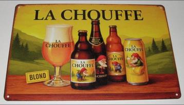 LA CHOUFFE BIER : Metalen Bord LA CHOUFFE Bier beschikbaar voor biedingen