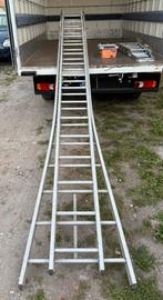 Aluminium ladder, 2x15 treden, Ophalen, Gebruikt, Ladder, Opvouwbaar of Inschuifbaar