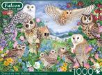 Puzzle Falcon avec hiboux   1000 pièces, Comme neuf, 500 à 1500 pièces, Puzzle, Enlèvement ou Envoi