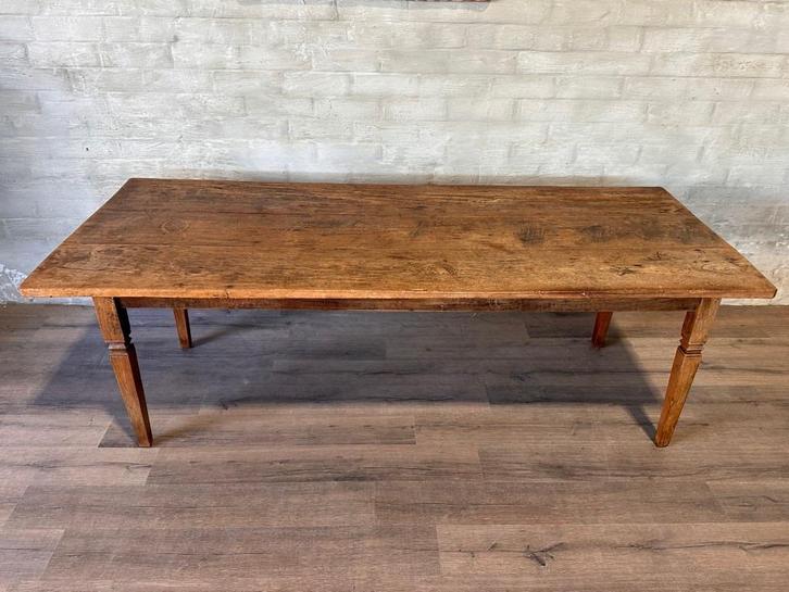 Boerentafel - 232 x 96,5 cm + 77 cm hoog / 1 lade, Huis en Inrichting, Tafels | Eettafels, Gebruikt, 50 tot 100 cm, 200 cm of meer