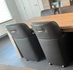 4 eetkamerstoelen met handvat en wieltjes, Ophalen, Overige materialen, Gebruikt, Bruin