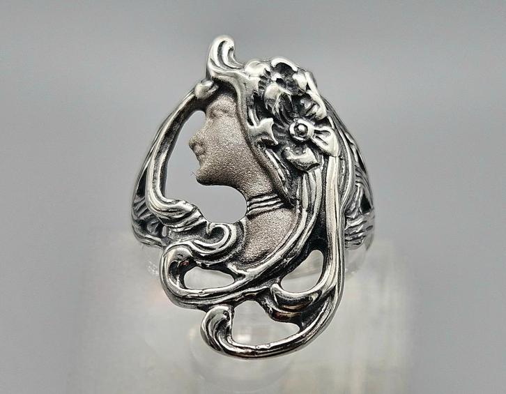 Bague Art Nouveau en argent de Sarah Bernhardt. 2025/548, Bijoux, Sacs & Beauté, Bijoux anciens, Bague, Argent, Enlèvement ou Envoi