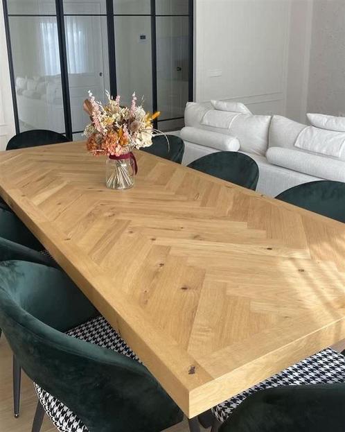 Eiken Visgraat tafel zwart | Matrix onderstellen, Maison & Meubles, Tables | Tables à manger, Neuf, Enlèvement ou Envoi