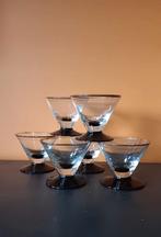 6 coupes et booms art déco en verre, Enlèvement ou Envoi