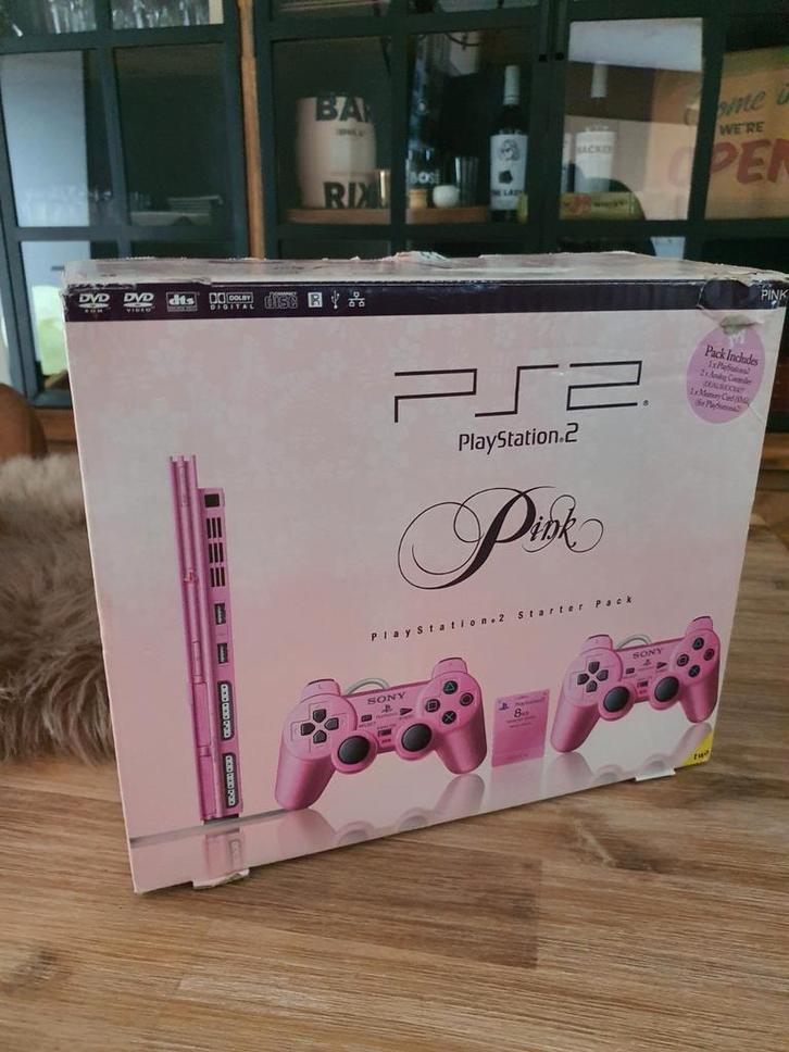 Sony ps2 slim limited pink editie, Games en Spelcomputers, Spelcomputers | Sony PlayStation 2, Zo goed als nieuw, Slim, Roze, Ophalen