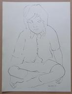 MAX SELEN / ZITTEND KIND / ORIGINEEL WERK / 40x30cm / SIG 74, Enlèvement ou Envoi