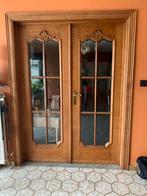 Double porte pleine en chêne avec verre taillé, Bricolage & Construction, Fenêtres & Moustiquaires, Enlèvement, Utilisé, Verre