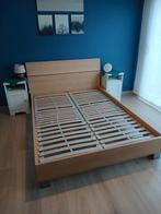 Tweepersoonsbed twijfelaar, Huis en Inrichting, Slaapkamer | Bedden, Ophalen, Gebruikt, Bruin, 140 cm