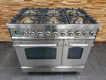 🔥Luxe Boretti Fornuis 90cm RVS + RVS 2 ovens 6 pits, Elektronische apparatuur, Fornuizen, 60 cm of meer, Ophalen of Verzenden