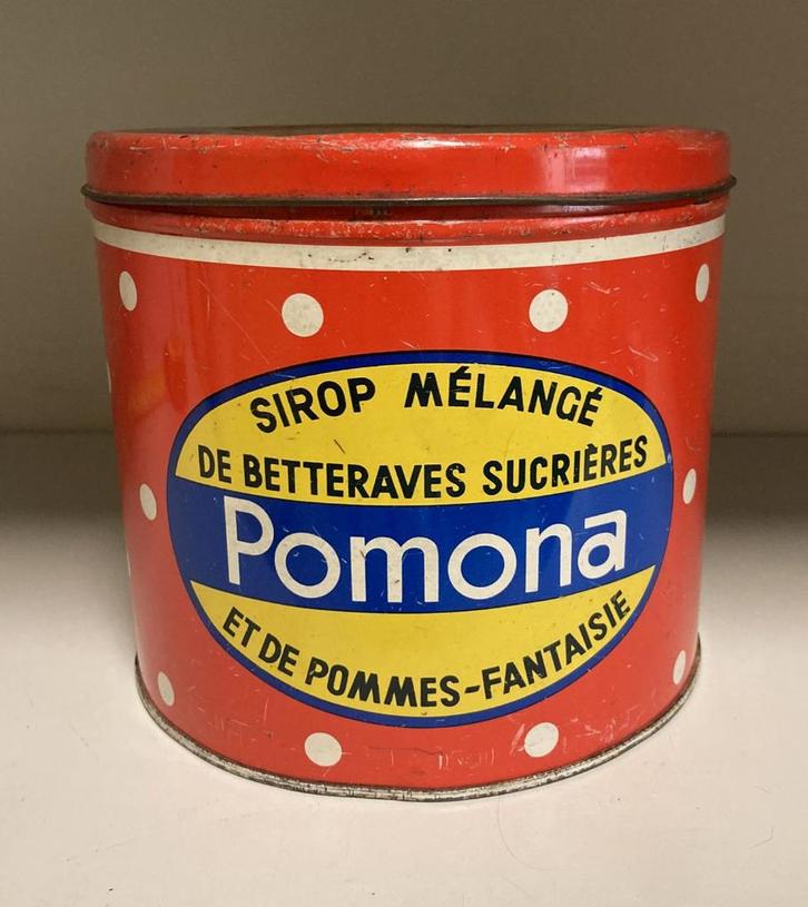 Vintage Pomona siroop blikken doos, Verzamelen, Blikken, Gebruikt, Overige, Overige merken, Ophalen of Verzenden