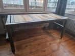 Industriele werktafel metaal+hout 160/76cm €400, Ophalen