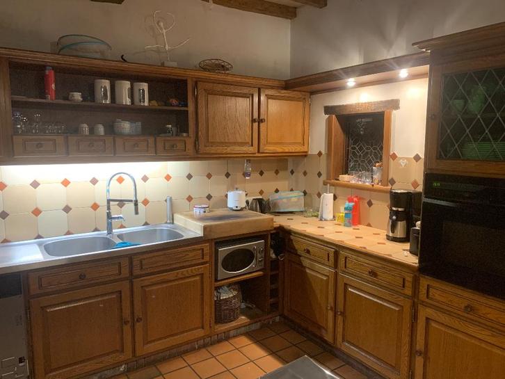 Eiken keuken, Huis en Inrichting, Keuken | Complete keukens, Gebruikt, Hoekkeuken, Bruin, Graniet of Steen, Ophalen